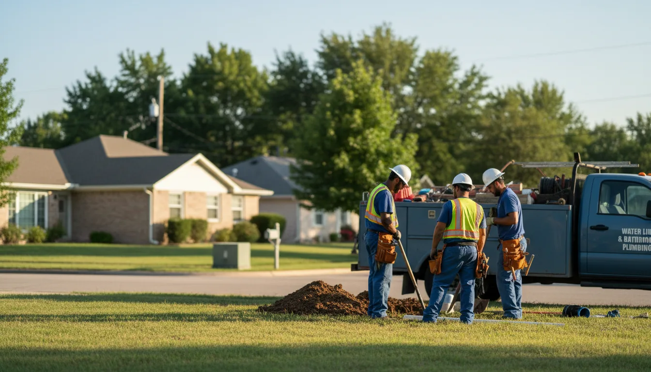 Residential water line and bathroom plumbing service in Afton, OK